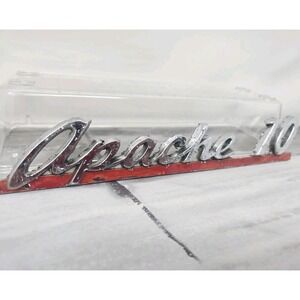 Vintage OEM GM 1960 - 1962 APACHE 10 Emblem Chevrolet Hood Fender 3781525 Red